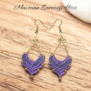 Purple Macrame Earrings